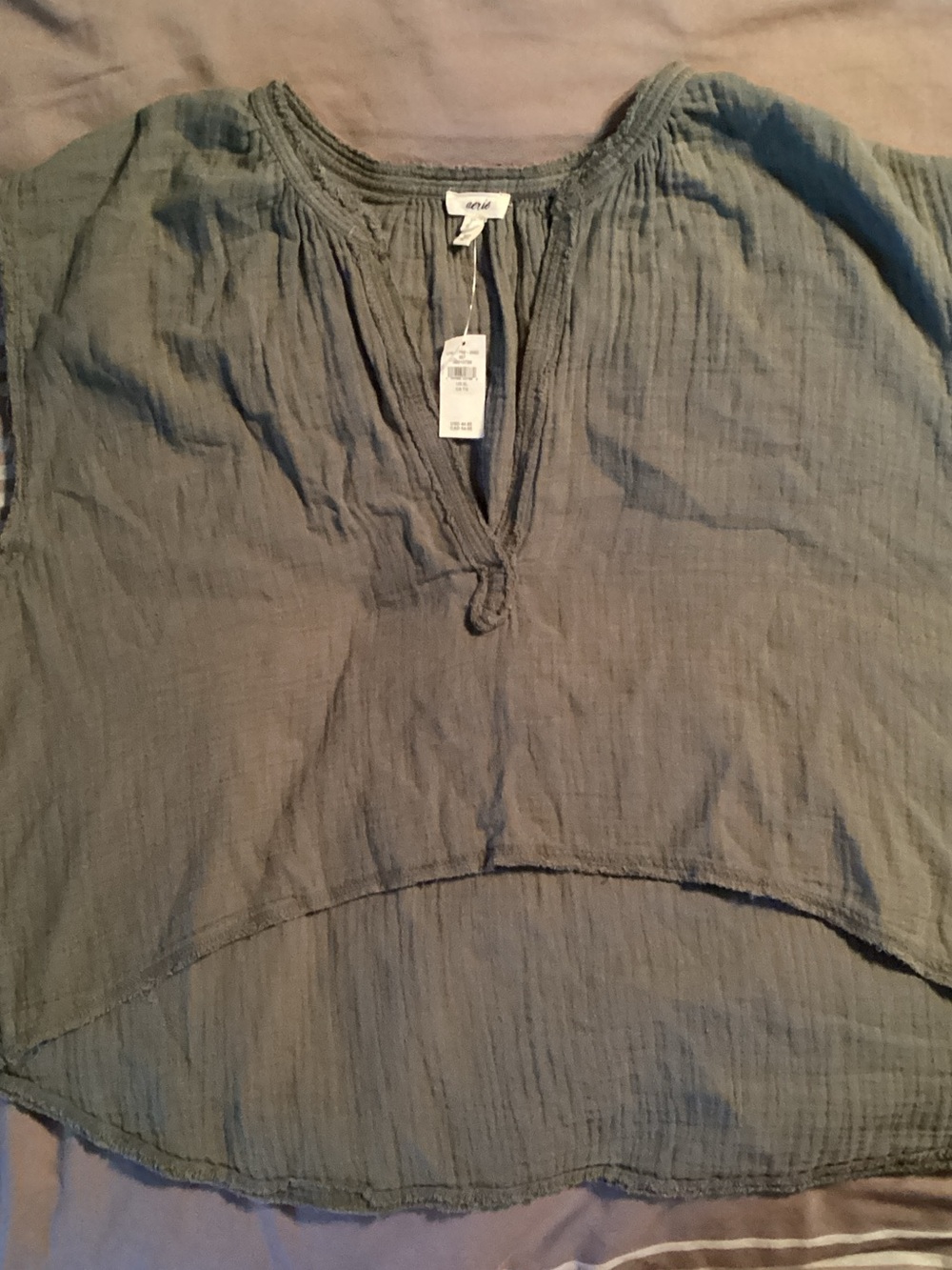 aerie Moss Green Lightweight Peasant Blouse